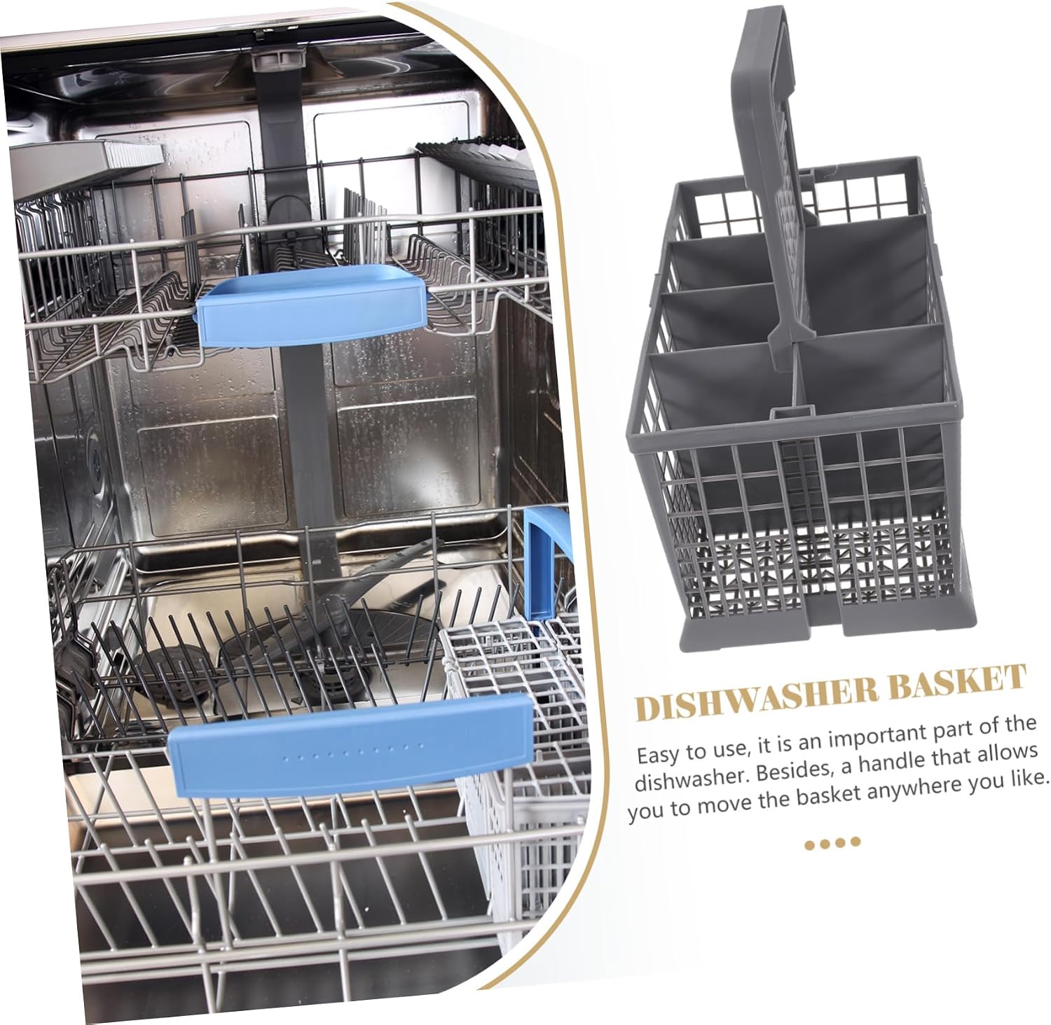 Dishwasher Cutlery Basket Utensil Holder with Built Compartment and Carrying Handle Storage for Kitchen Accessories for Home