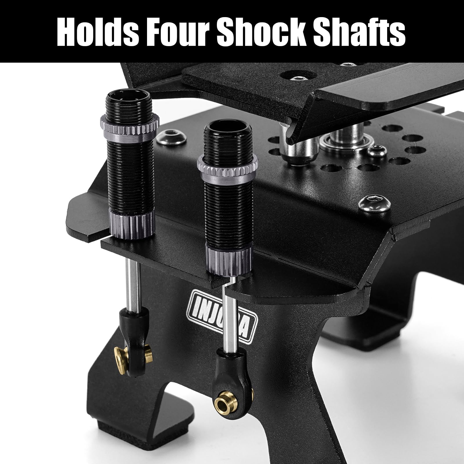 INJORA RC Car Stand with Shock Holder Aluminum 80g for SCX24 TRX4M 1/24 1/18 RC Crawler Upgrade, Black, 1/18 eller 1/24 skala - Image 4