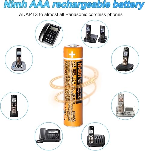 Miniatura 4 de NI-MH - Batería recargable AAA de 1,2 V, 700 mAh, paquete de 8 baterías recargables para teléfonos inalámbricos Panasonic, controles remotos,