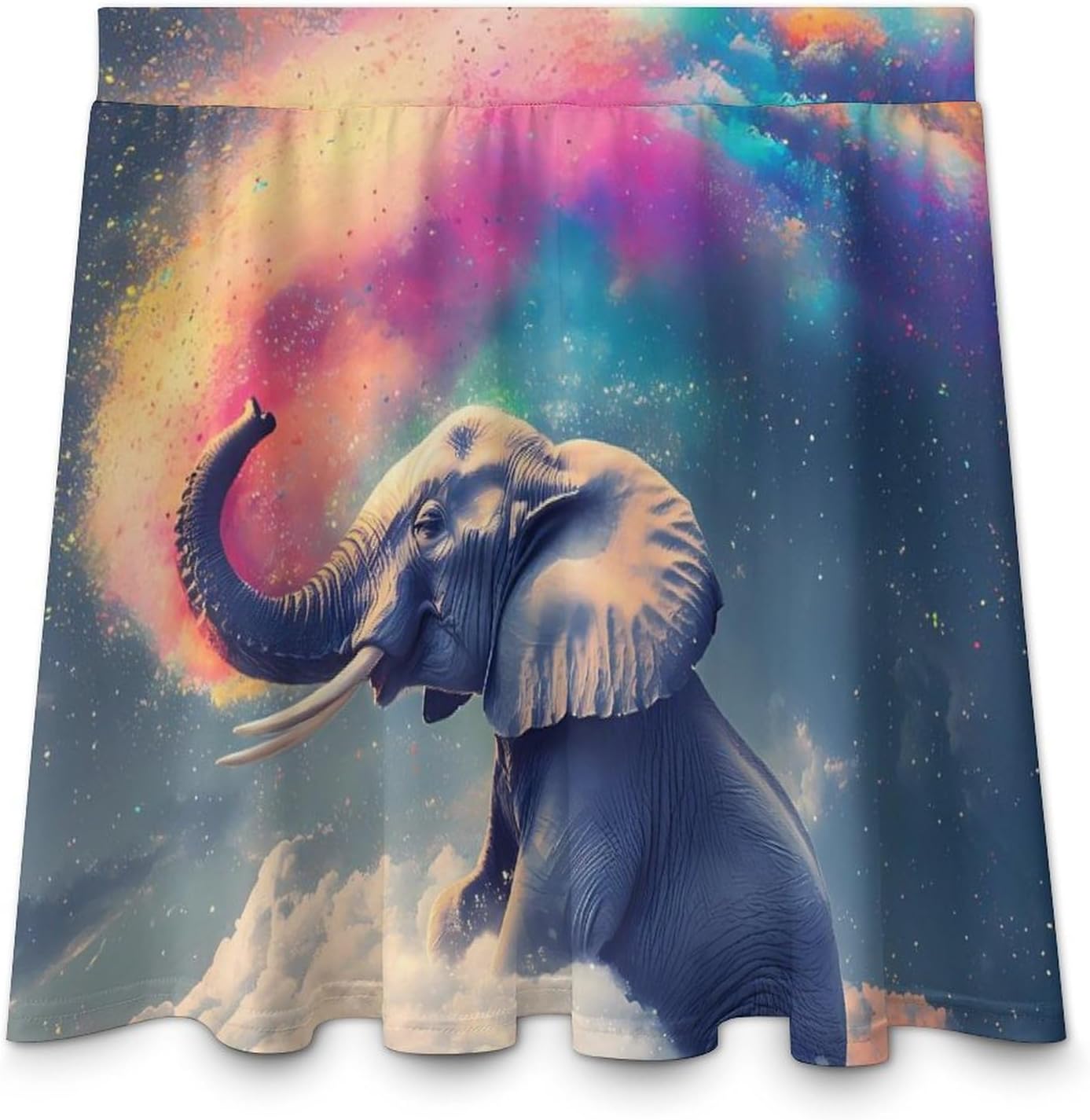 Colorful Star Gray Elephant Women Tennis Skirt Print Golf Skirts Mini Casual Workout Skorts