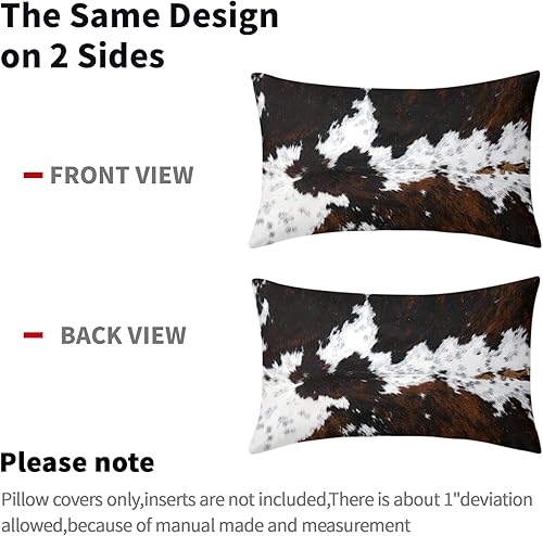 Miniatura 5 de Juego de 2 fundas de almohada lumbares de piel de vaca occidental de 12 x 20 pulgadas, fundas de almohada rectangulares decorativas de piel
