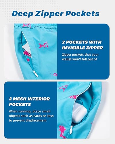 Miniatura 6 de SURF CUZ Traje de baño para hombre con forro de compresión, 5 pulgadas, bolsillos con cremallera, pantalones cortos de natación de secado rápido