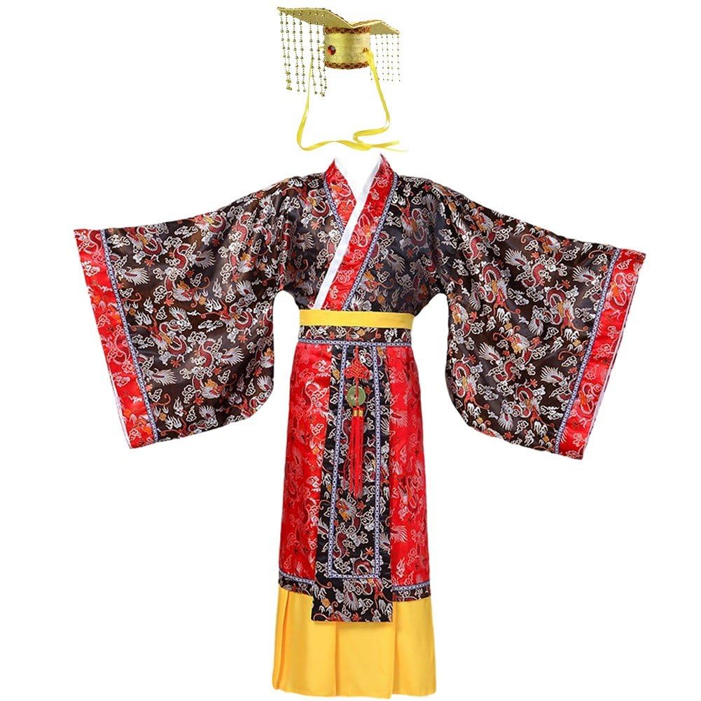 Fituenly Men's Black Chinese Ancient Traditional Hanfu Outfit Adult Halloween Fancy Dress