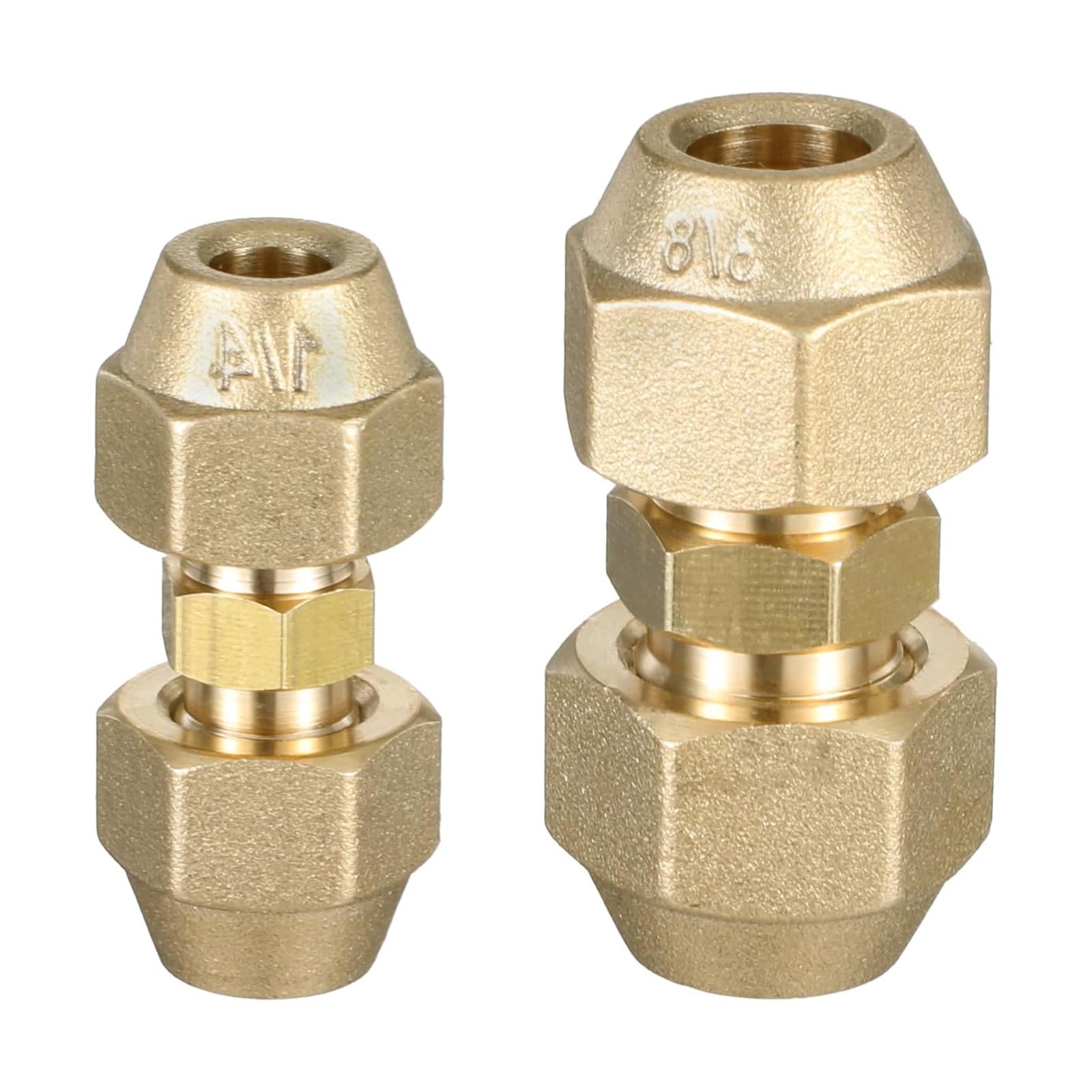 LIUZIKUN 2Pcs 3/8Inch and 1/4Inch Copper Pipe Butt Joint Brass Pipe Fitting Connector Coupler Air Conditioning Fitting Enduring