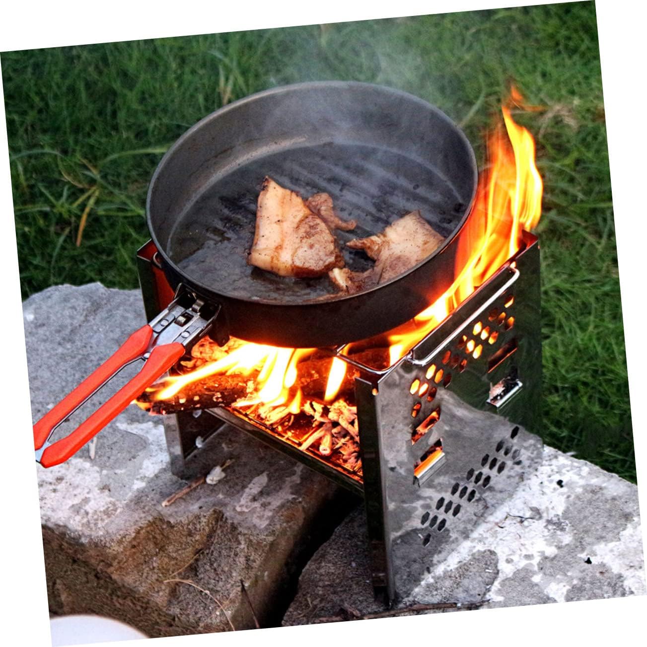 1Set Adjustable Portable Barbecue Grill Camping Stove for Outdoor Bbq Picnic Hiking Space Saving Design with Excellent Heat Resistance