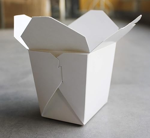 Miniatura 5 de Paquete de 50 cajas de papel blanco chino de 16 onzas, contenedor plegable de fideos para llevar alimentos