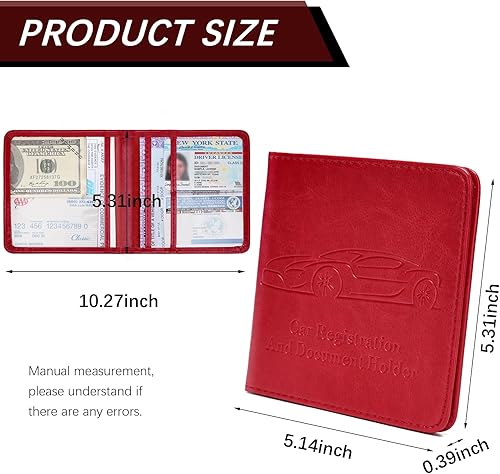 Miniatura 3 de Paquete de 2 soportes para registro y seguro de automóvil para mujeres y hombres, organizador de documentos con hebilla magnética para un fácil