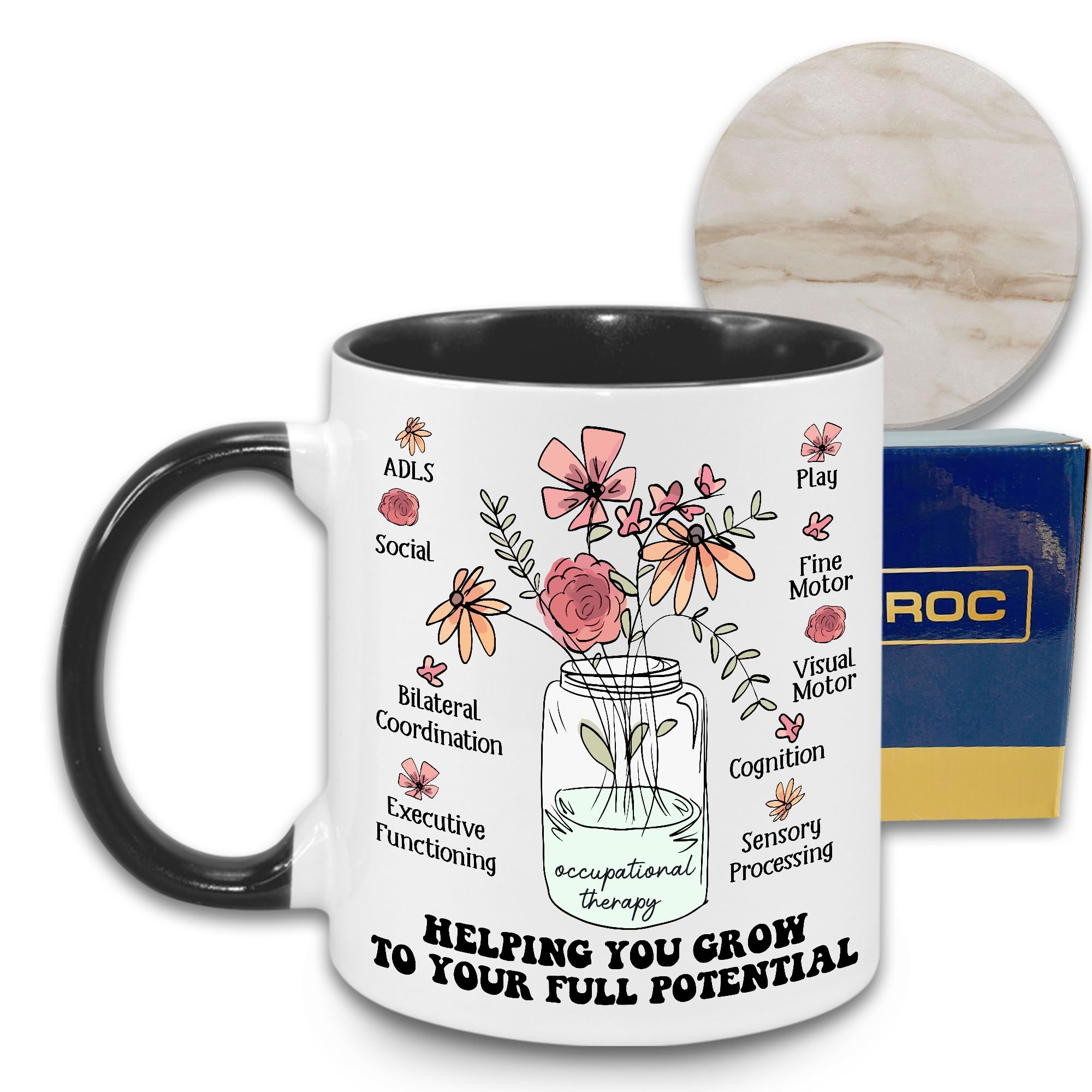 MEDROC Occupational Therapy Gifts Mug - Ceramic 11oz with Coaster, Occupational Therapist Appreciation Gifts For Women COTA OT Therapist Assistant