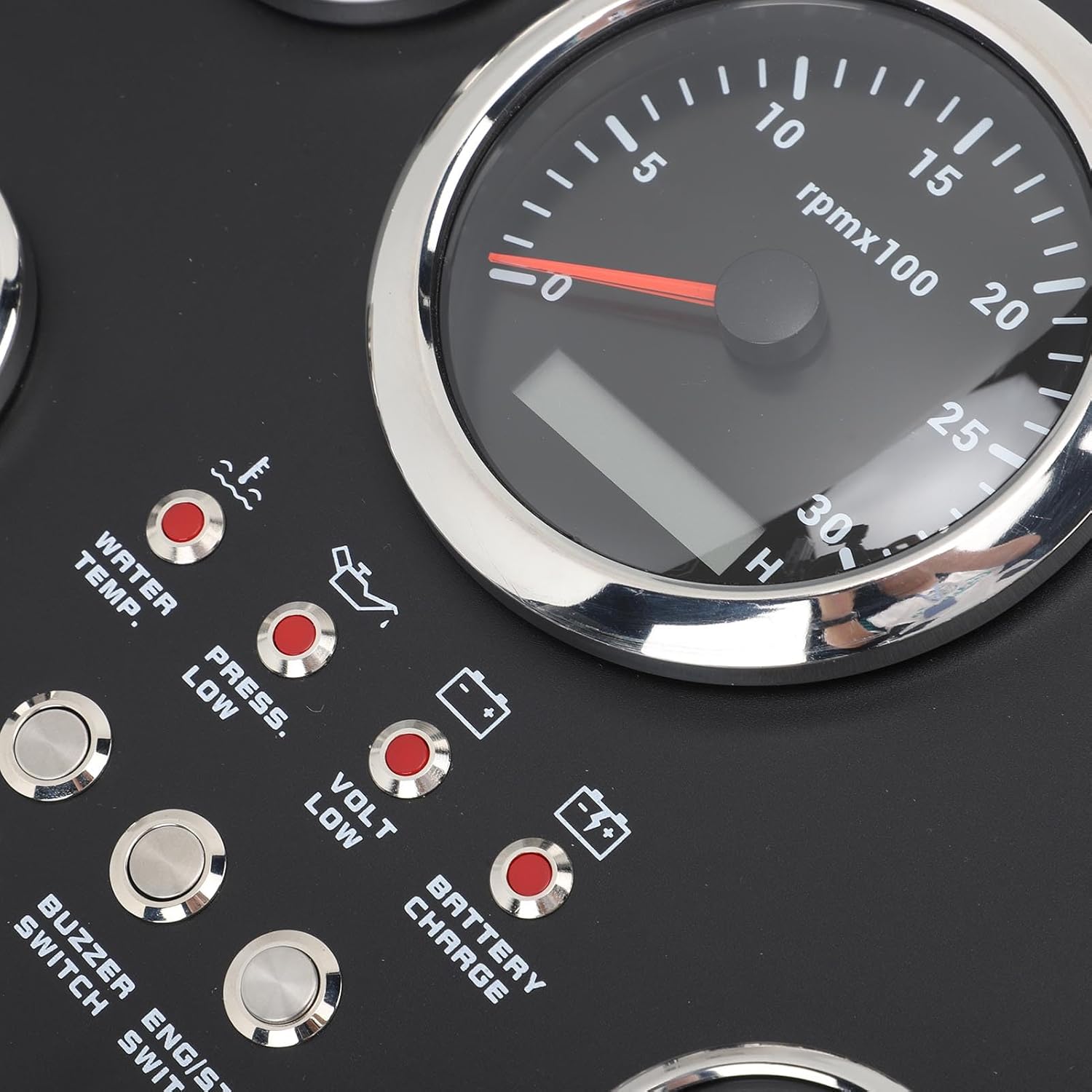 85mm Marine Gauge Set with 7 Color LED RPM,Temp,Oil Pressure & Voltmeter for 24V Boats and Yachts