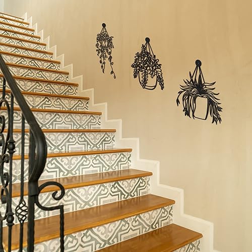 Miniatura 5 de Zhengmy Florero de metal para pared, 3 piezas, decoración moderna de pared, decoración de pared negra, decoración de flores de metal para colgar en