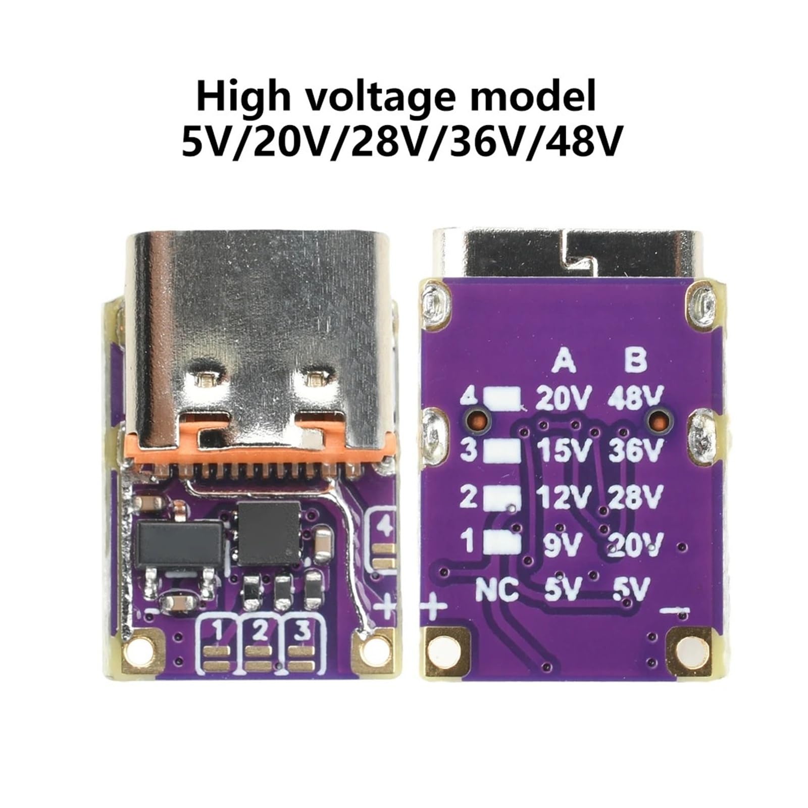 PD3.1/QC3.0 Decoy Module USB-C 5-48 V 5 A Fixed Voltage Board for DIY Power Supply Tester (High-Voltage)