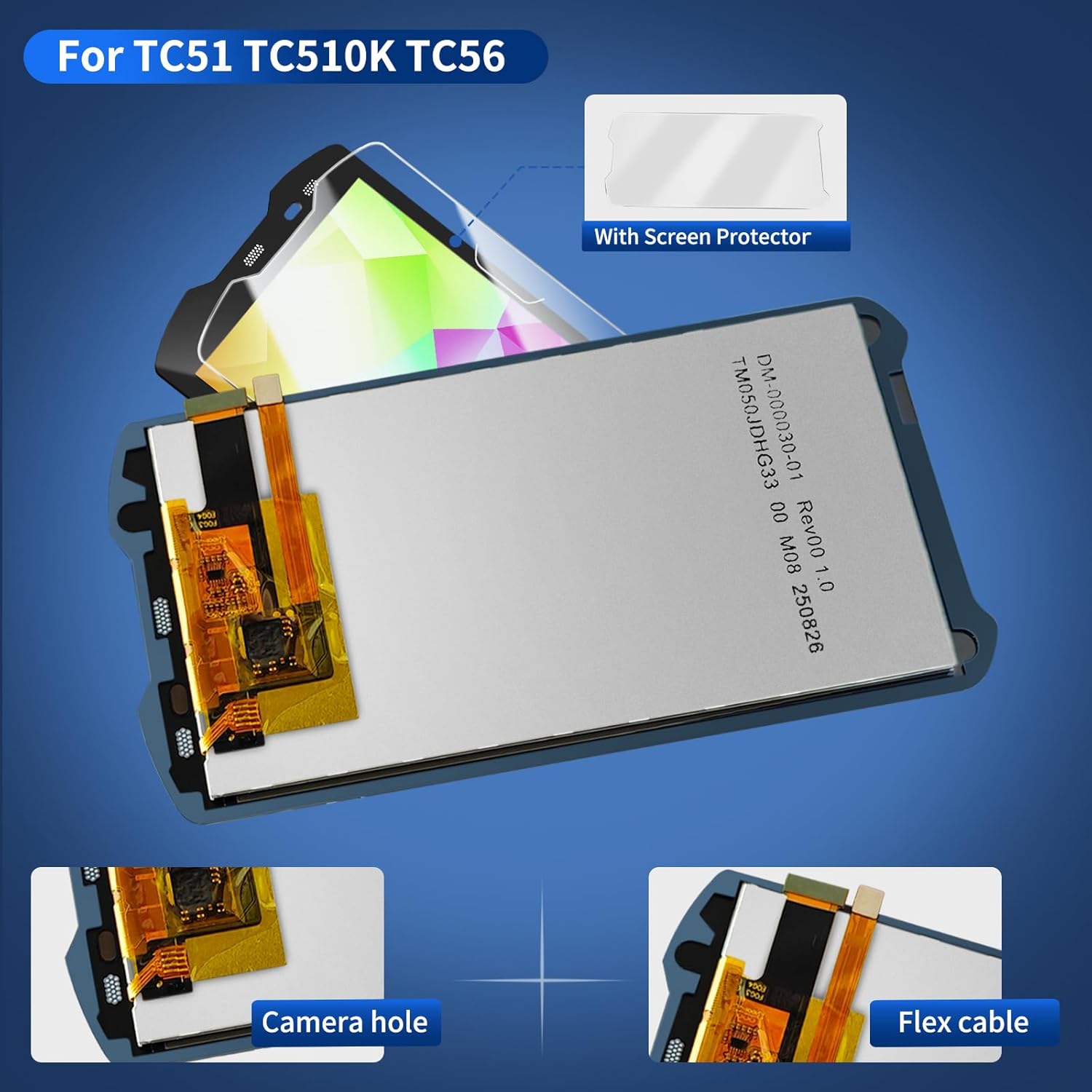 TC51 LCD Screen Replacement TC56 Touch Screen [2026 New Version] for Zebra TC51 TC56 TC510K Barcode Scanner LCD Display Touch Screen Digitizer Assembly with Screen Protector and Tools