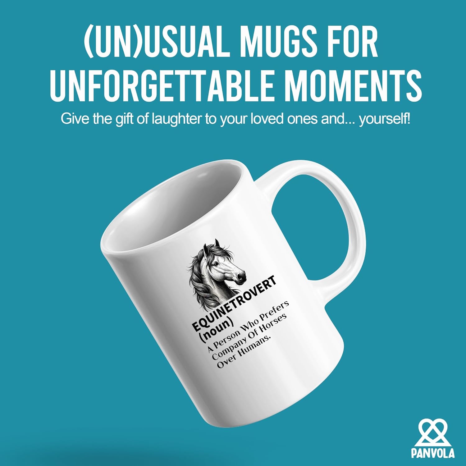Panvola Equinetrovert Definition Mug Horse Lover Gifts For Women Men Equestrian Gifts From Mom Dad Friends Introvert Introverting Anti Social People Novelty Drinkware Ceramic Mug 11 oz White - Image 2