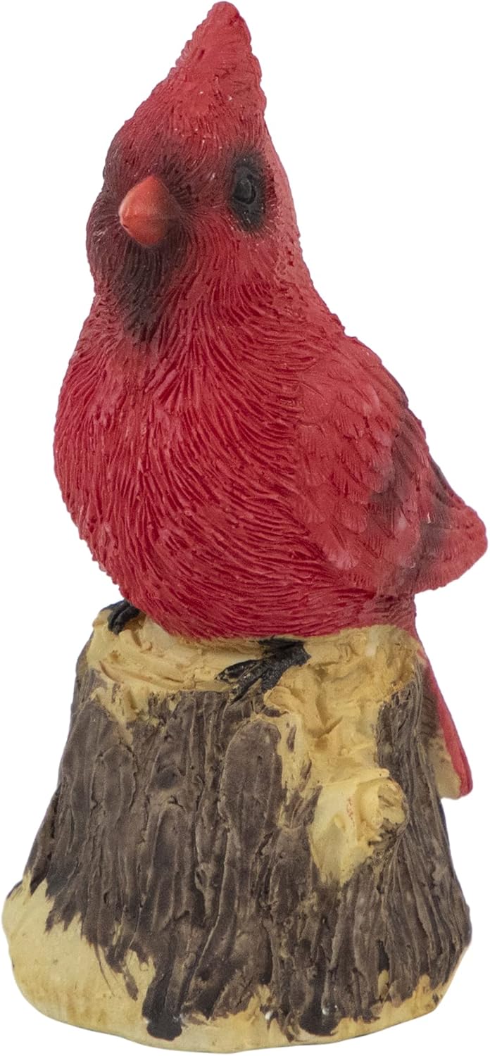 4.5 Red Cardinal Bird on a Tree Stump Christmas Figurine