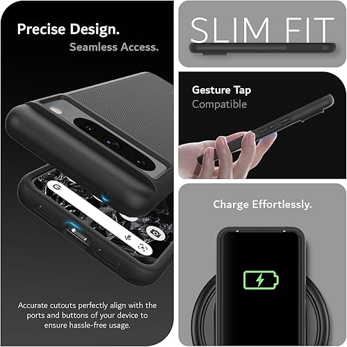 Vista 162 de TUDIA MergeGrip - Funda para Google Pixel 7a 2023, [probada en caídas de grado militar] borde elevado para protección de pantalla y cámara, doble
