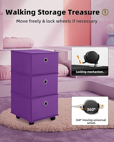 Miniatura 3 de Foldable 3 Drawer Storage, Portable Fabric Drawer Dresser with Wheels, 3 Drawer Organizer Easy Assembly, Space-saving Stylish Storage Dresser for