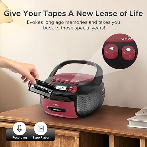 Miniatura 4 de Combo de reproductor de casete de CD Boombox sonido estéreo AM FM Radio con Bluetooth y control remoto - AUXUSB MP3grabación de cintatemporizador de