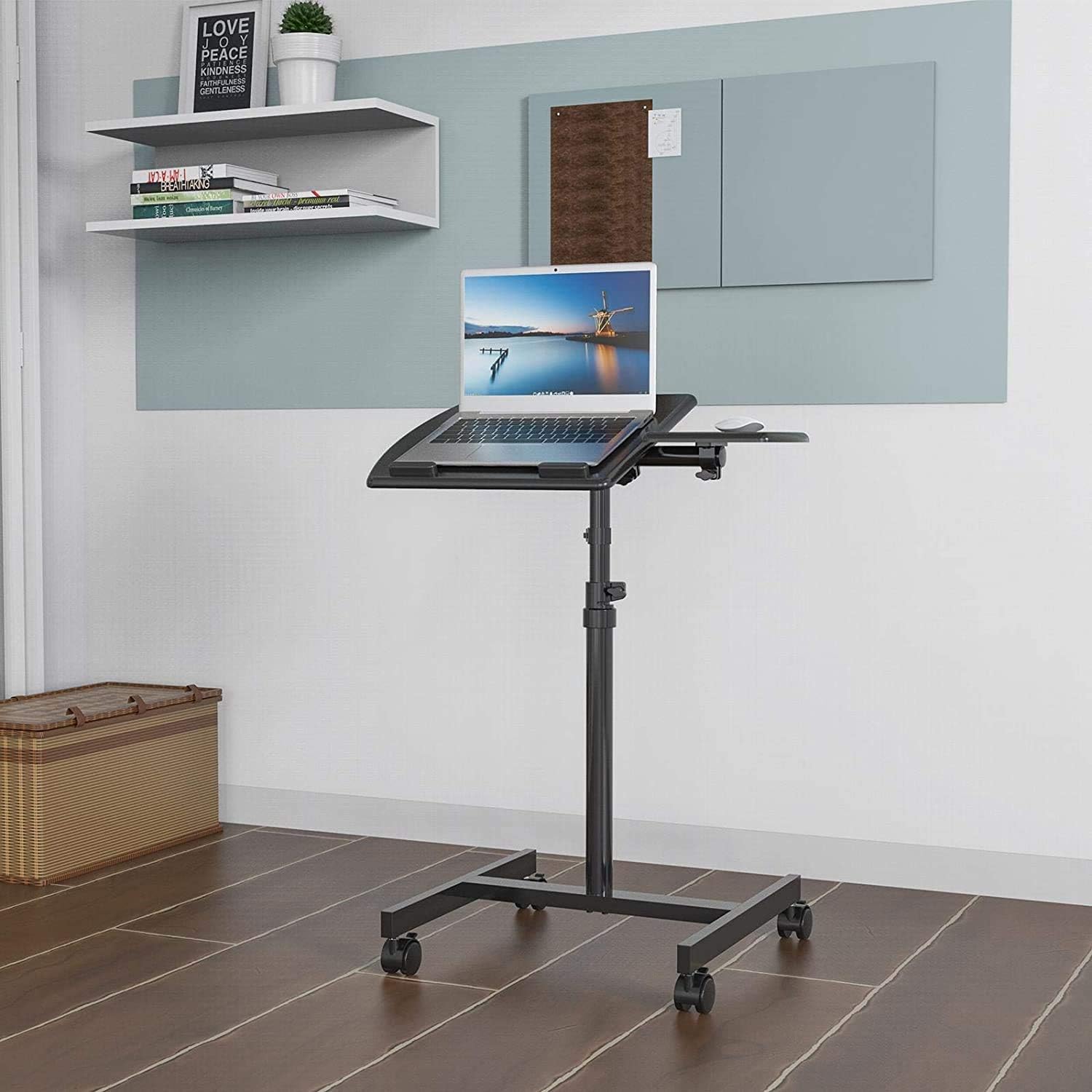 Blасk Frіdау - 60% оƒƒ Overbed Bedside Desk Mobile Rolling Laptop Stand Tilting Table with Wheels Height Adjustable Tray Table for Laptop Bed Sofa Side Table White