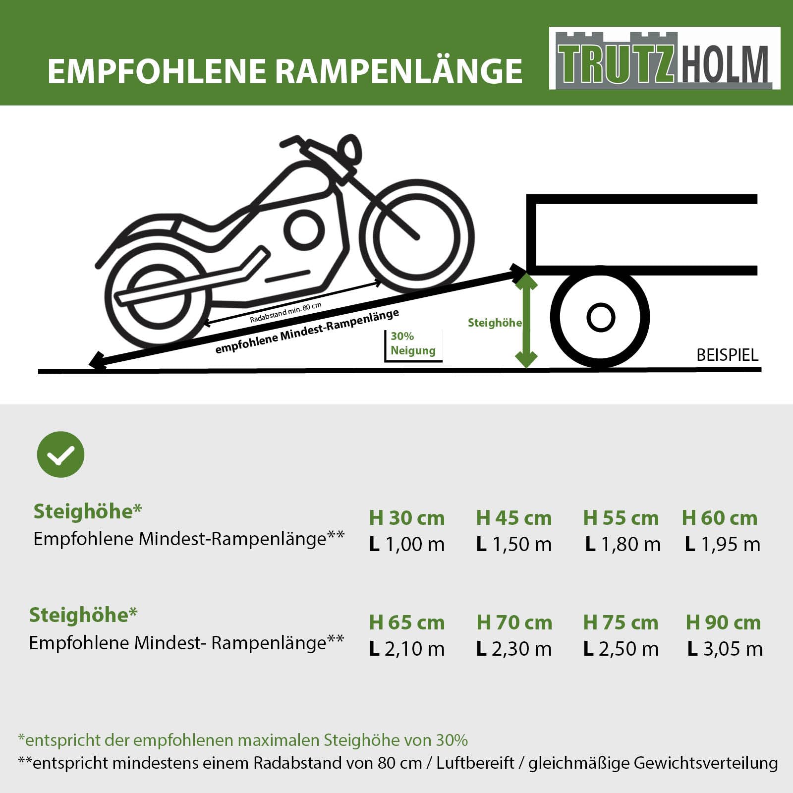 TRUTZHOLM Auffahrrampe Aluminium Länge 200 cm Auffahrbreite 22 cm Tragkraft 200 kg gelochte Lauffläche Rampe starr für Fahhrad E-Bike Motorradrampe für leichte Motorräder Mopeds Mofas Verladerampe