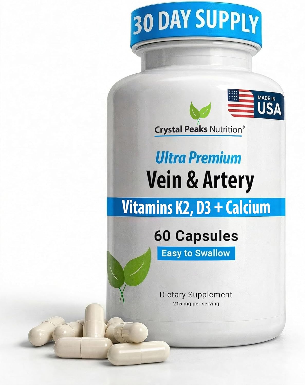 Vein & Artery Supplement - Blood Flow Supplement with Calcium - Blood Circulation Support for Men, Women - Circulation and Vein Support - 60 ct