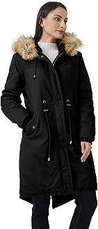 Women's Winter Long Hooded Sherpa Lined Parka Jacket Warm Coat