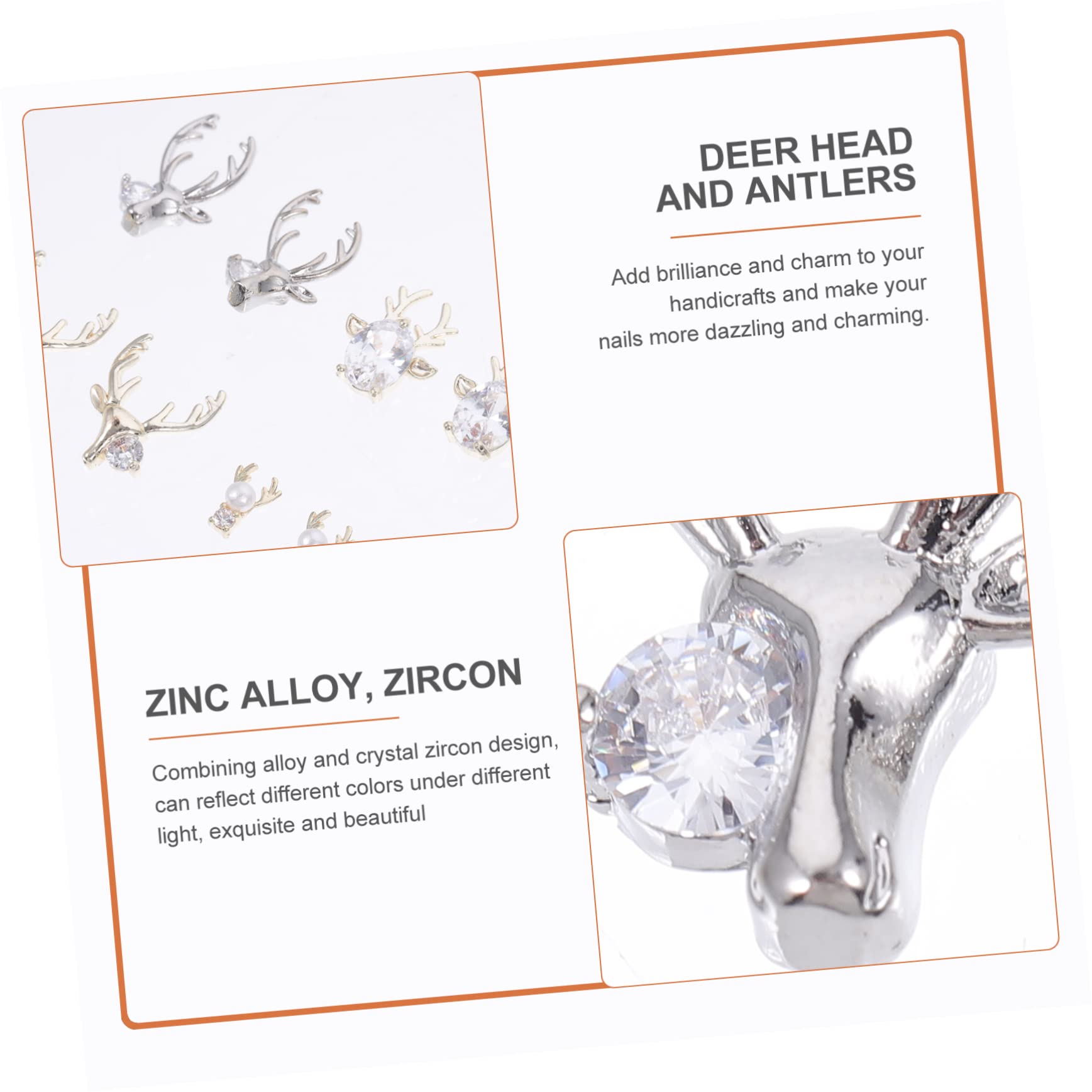 2 Set Accessori Per Unghie Con Design Corno Cervo E Zirconi Charms Per Nail Art Te Per Domestico 16 Pezzi * 2