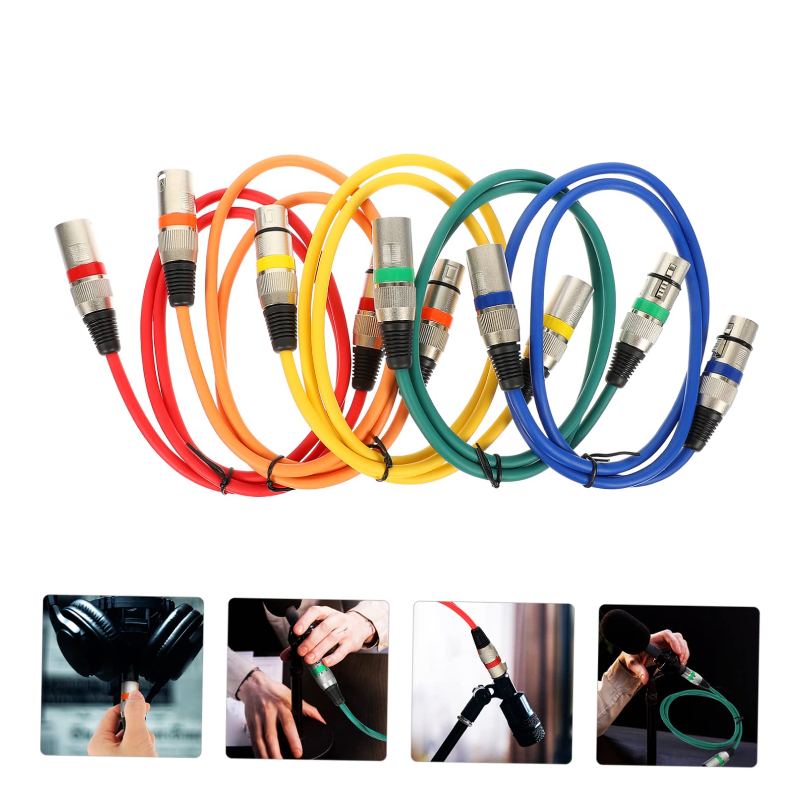 jojofuny Confezione da 5 Cavi Xlr Bilanciati per Microfono, Connettore Maschio-femmina, Rame e Pvc, Connessione Flessibile per Matrimoni e Feste