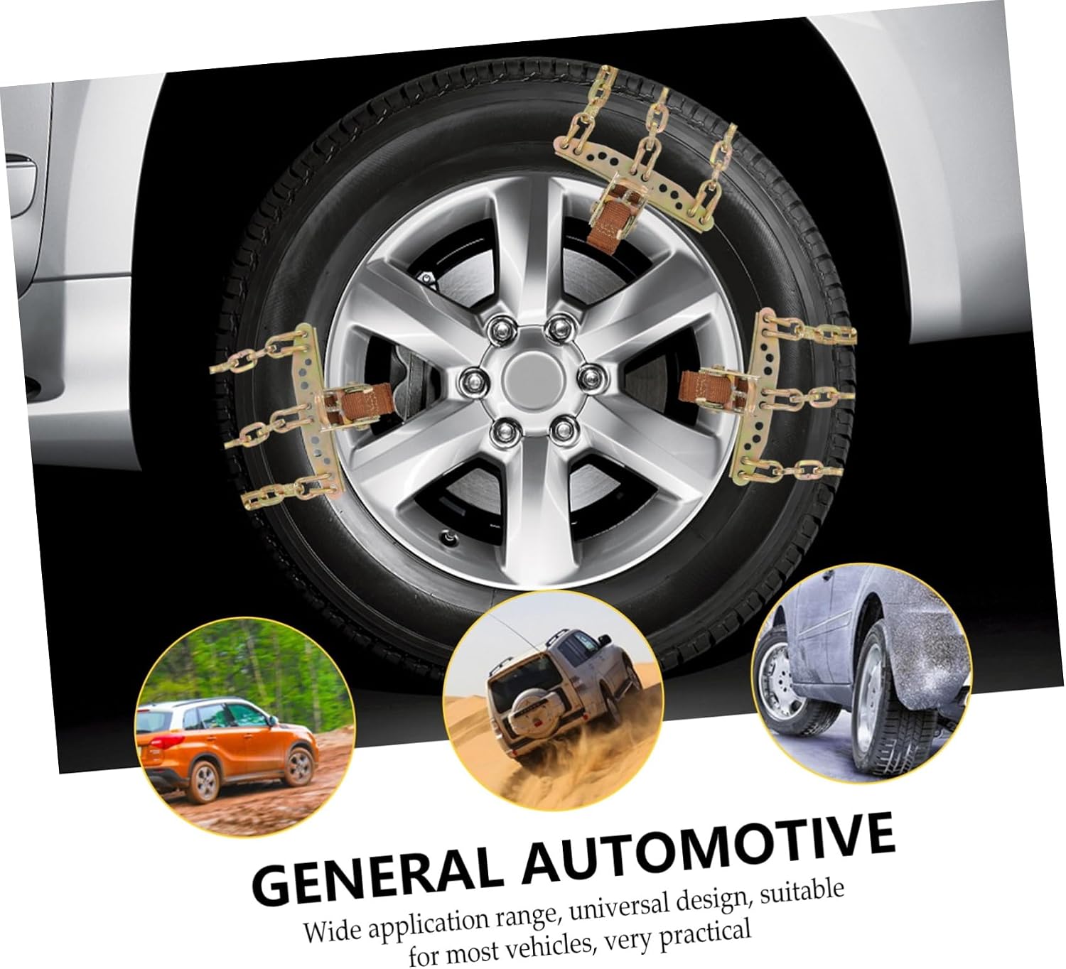 MAGICLULU Car Skid Snow Tyre Chain Durable Construction Easy Installation for Improved Traction Snow and Mud for Cars Suvs and Single