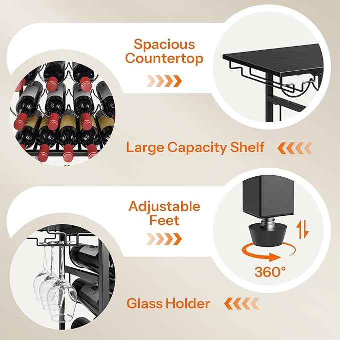 Estante para Vino 5 Niveles HOOBRO, Negro, Capacidad 30 Botellas miniatura 6