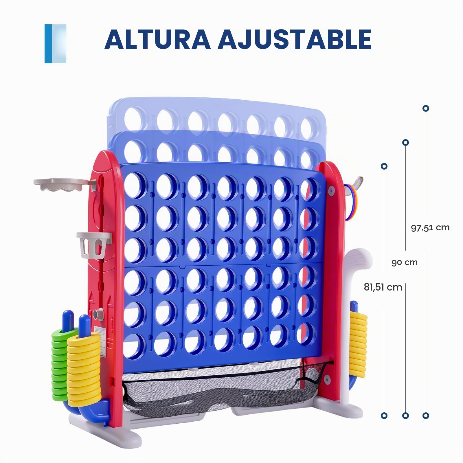 GarveeHome Jumbo Juego Gigante 4 En Línea Conecta 4 - Juguete De Exterior para Niños +3 Años - Versión Grande Al Aire Libre Portátil para Familia, Fiestas y Picnic (Azul)