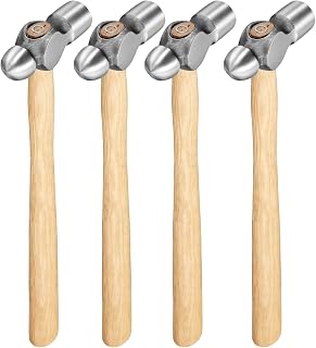 JAPCHET 4 Pcs Ball Pein Hammer with Wooden Handle, 8oz (225g), for Handicraft DIY Use
