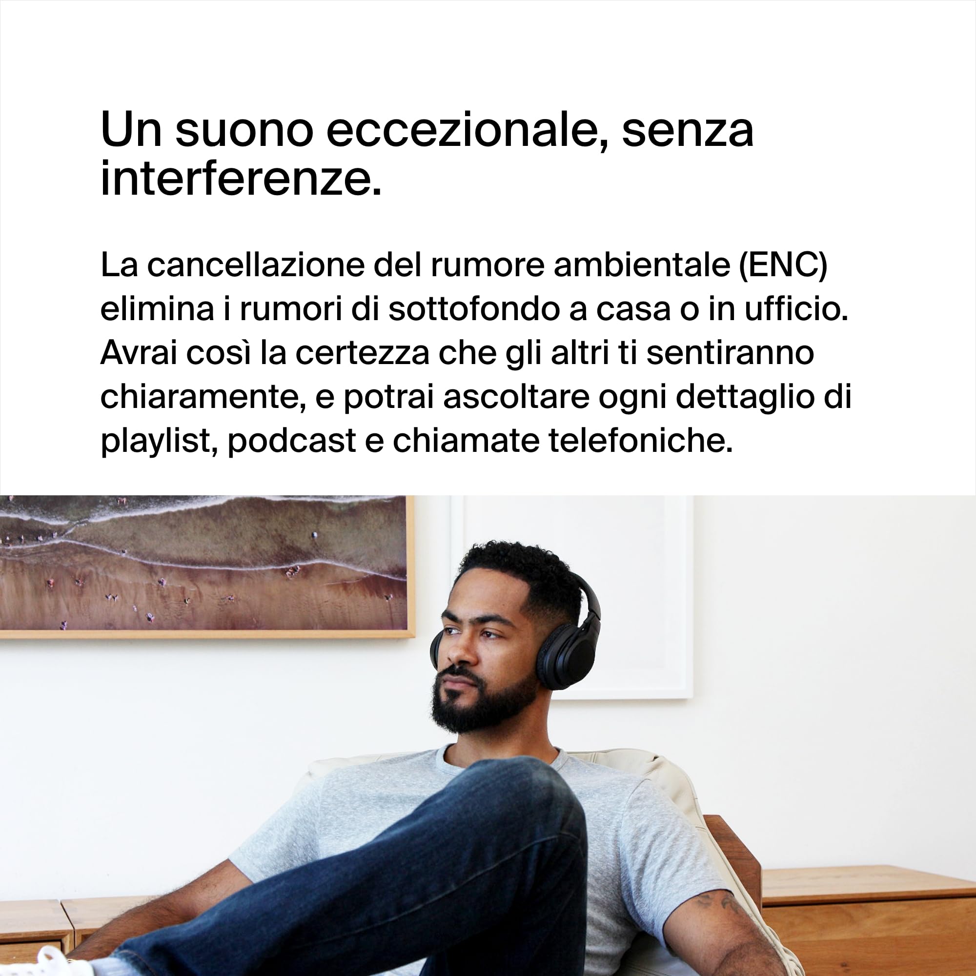 Belkin SoundForm Adapt Cuffie Bluetooth Over-Ear con Microfono a Braccio, Bluetooth Multipoint, Cuffie Wireless ENC, Durata Batteria di 65 Ore, Ricarica Rapida con USB C, Nero