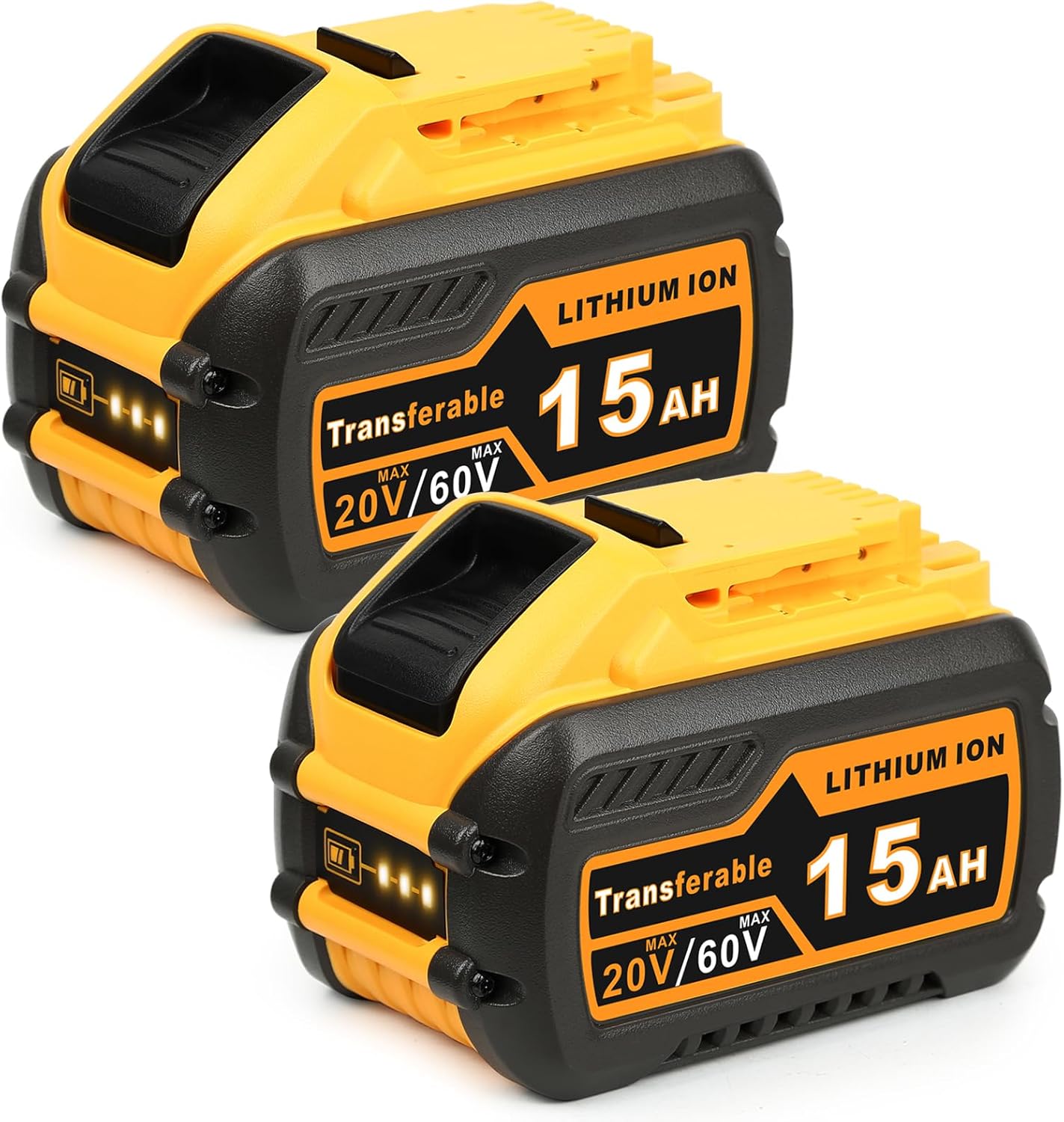 QuasuHaven 【15000mAh】 2 Pack Replacement for Dewalt 20V/60V Max Battery,High Capacity(DCB615)