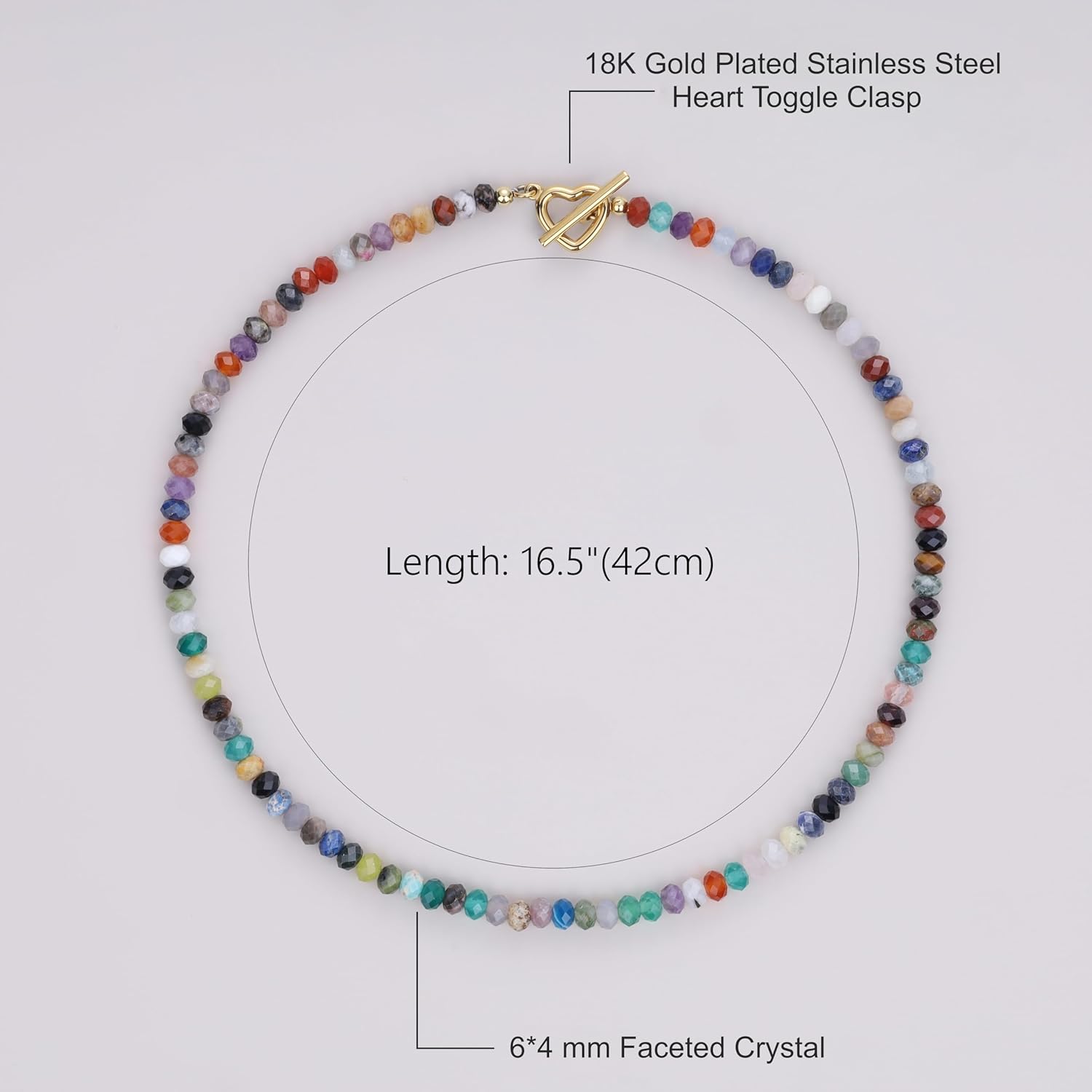 GAVU Crystal Necklace for Women, Summer Colorful Necklace for Women 16.5" - Image 3