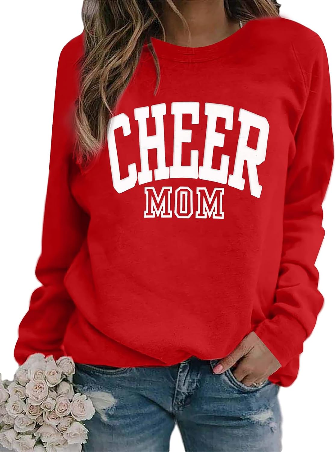 Cheer Shirt Football Mom Sweatshirt: Women Cheerleader Shirts Chenille Mama Baseball Football Soccer Game Day Tops