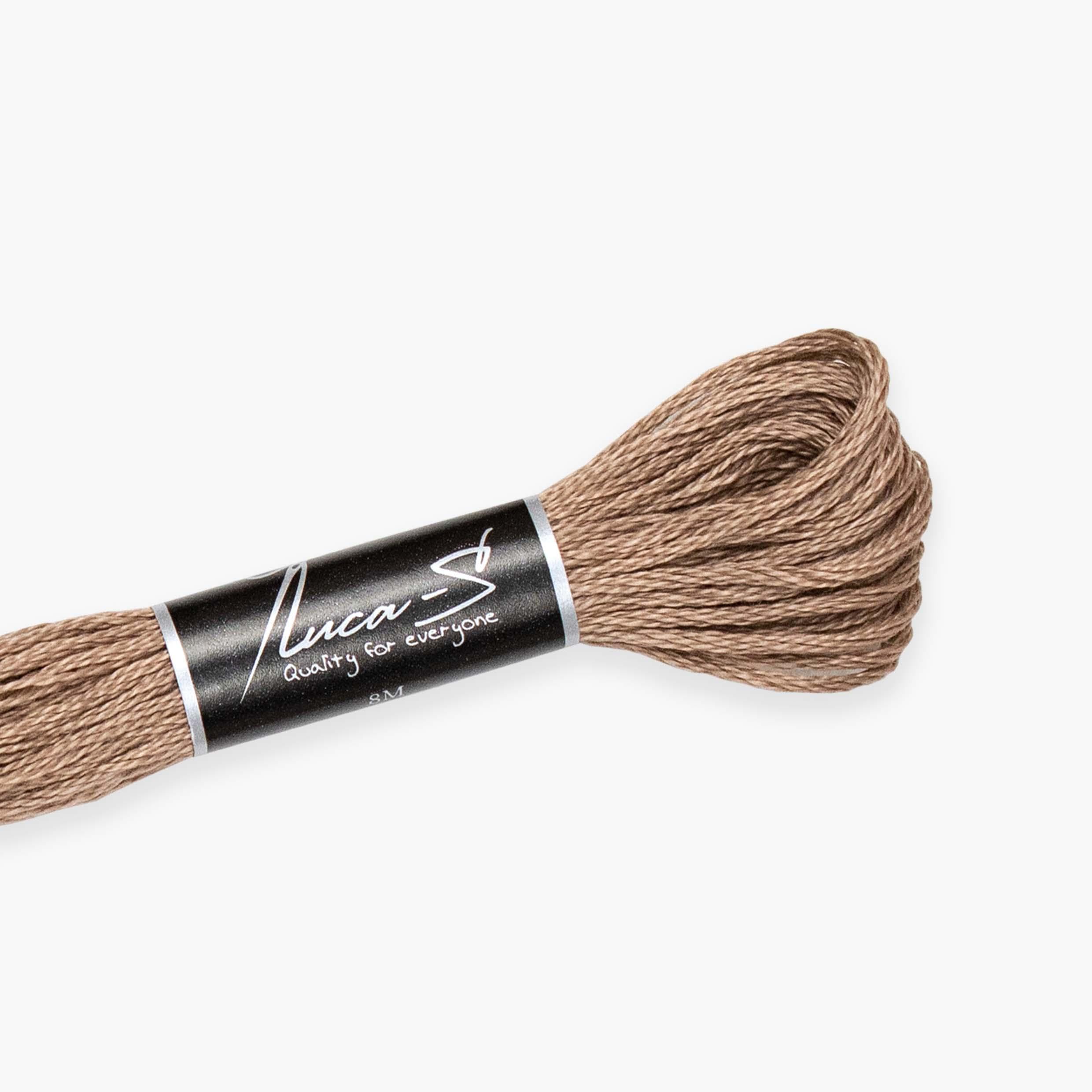 Premium Embroidery Thread Luca-S, 100% Giza Cotton, Oeko TEX Certified Stranded Cotton - 476 / DMC 3863 / Anchor 378
