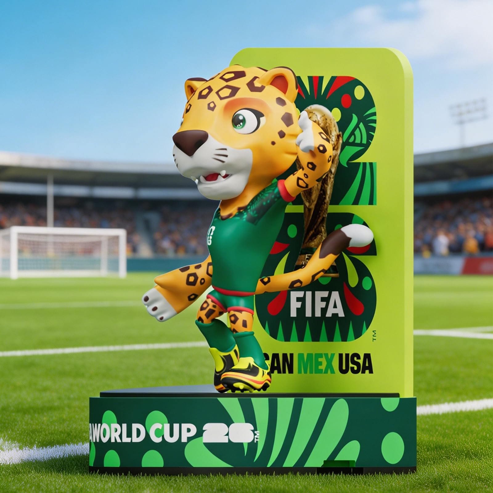 Sanyetral FIFA World Cup 2026 3PCS Figuras de Mascota,Copa Mundial de fútbol Juego de Conjunto Base B (6 cm) para Exhibición, Incluye Clutch, Zayu, Maple