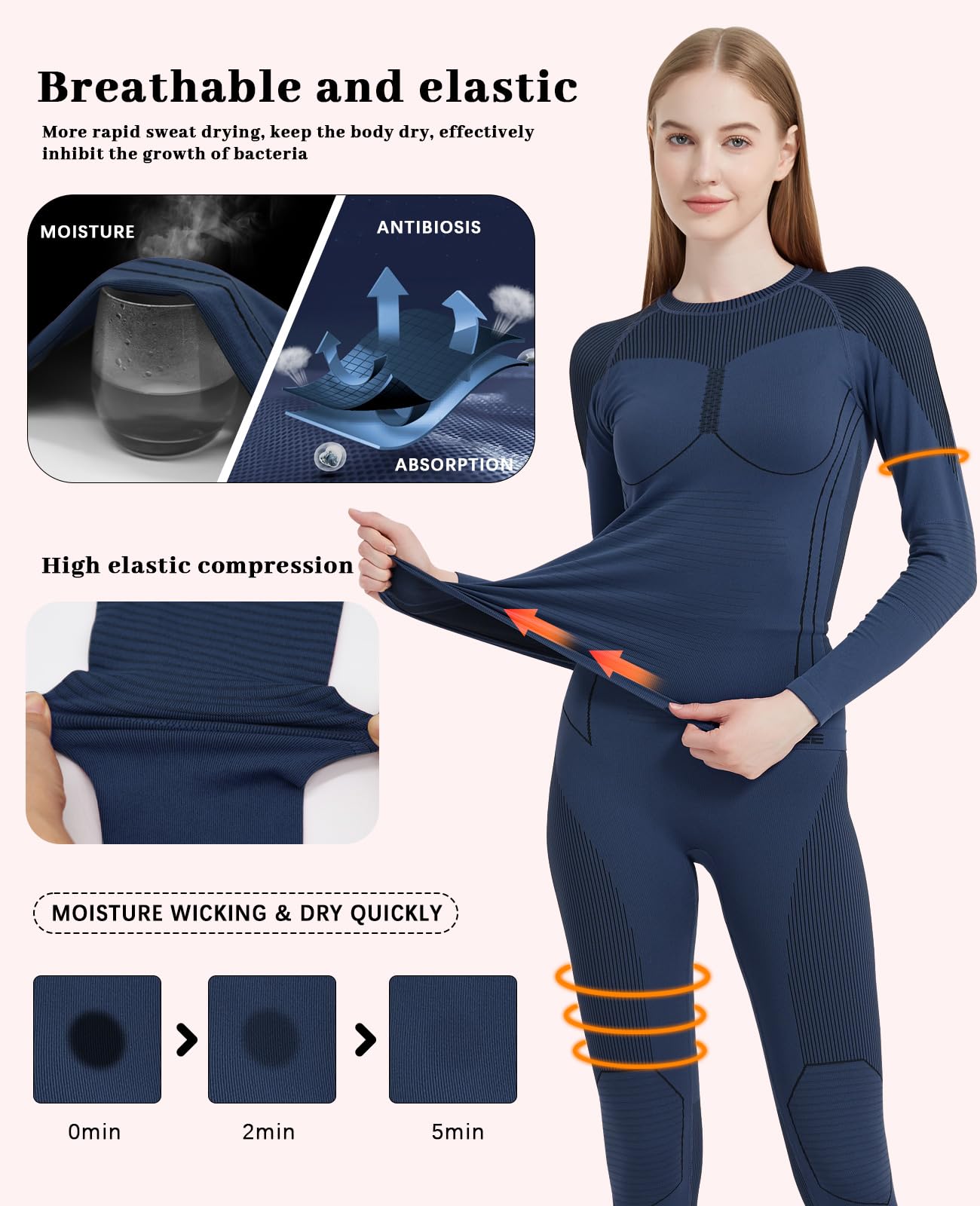 MEETWEE Intimo Termico Donna Maglia Calda Intima Termica da Donna Pantaloni Caldi da Donna Essiccazione Rapida Il Set di Abbigliamento Termico Femminile è Adatto per Sport all'aperto