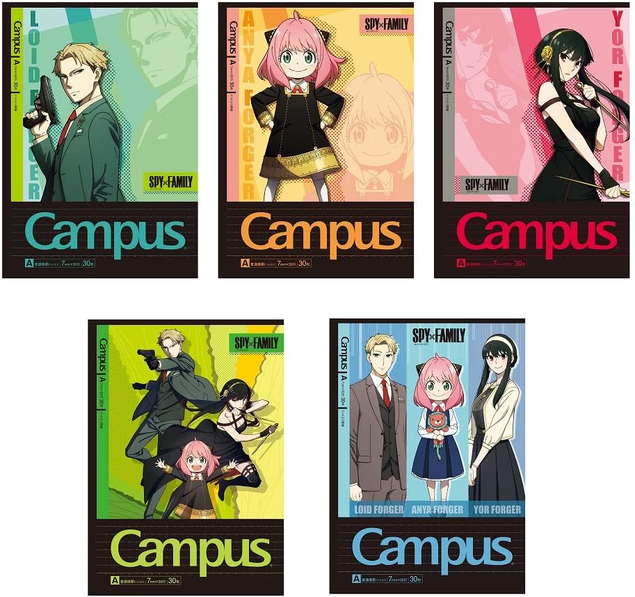 サンスター文具(Sun-Star Stationery) Showa 119469001 Spy Family Notebook, Campus Notebook, Pack of 5, A Ruled