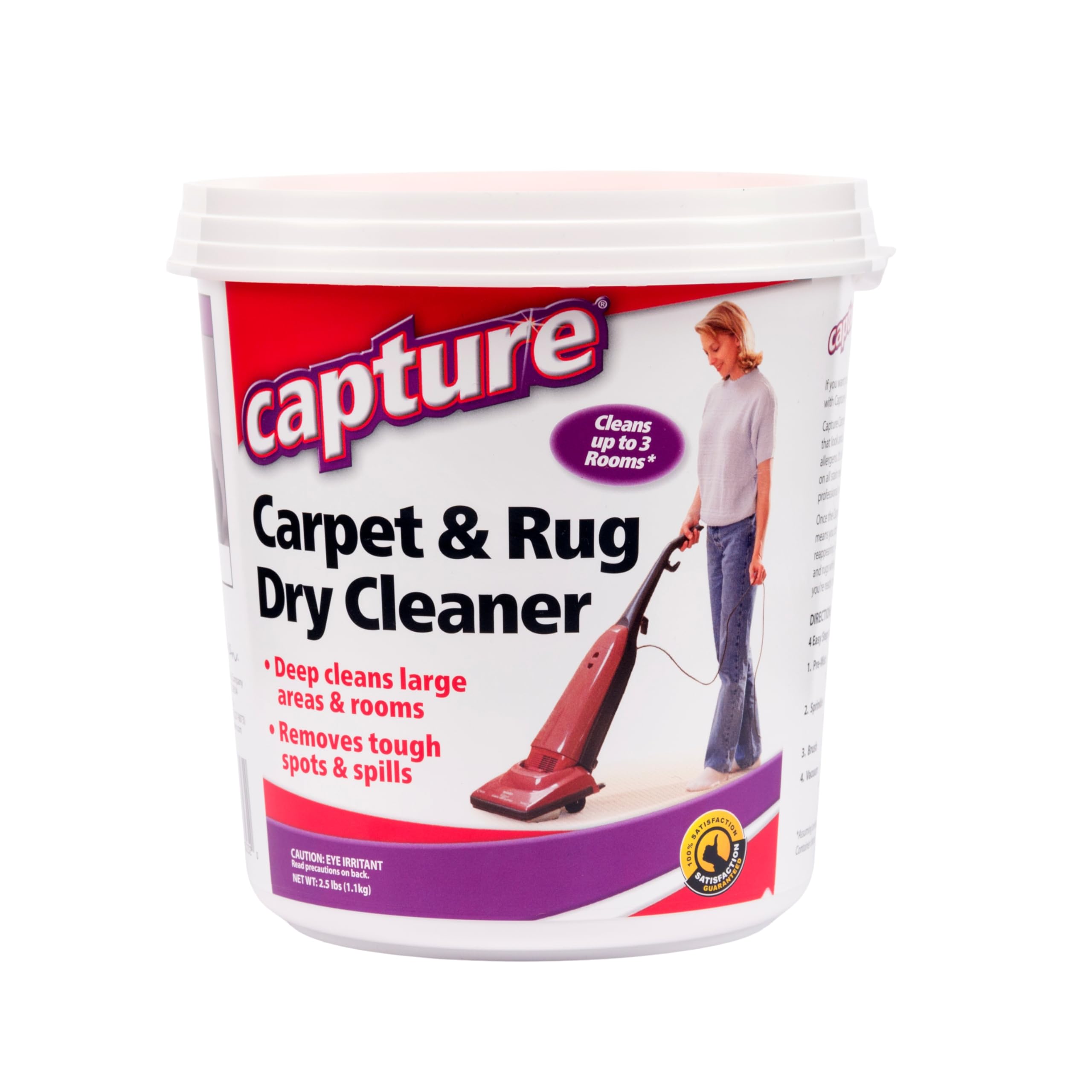 Capture Carpet & Rug Dry Cleaner w/Resealable lid - Home, Car, Dogs & Cats Pet Carpet Cleaner Solution - Strength Odor Eliminator, Stains Spot Remover, Non Liquid & No Harsh Chemical (2.5 lb)