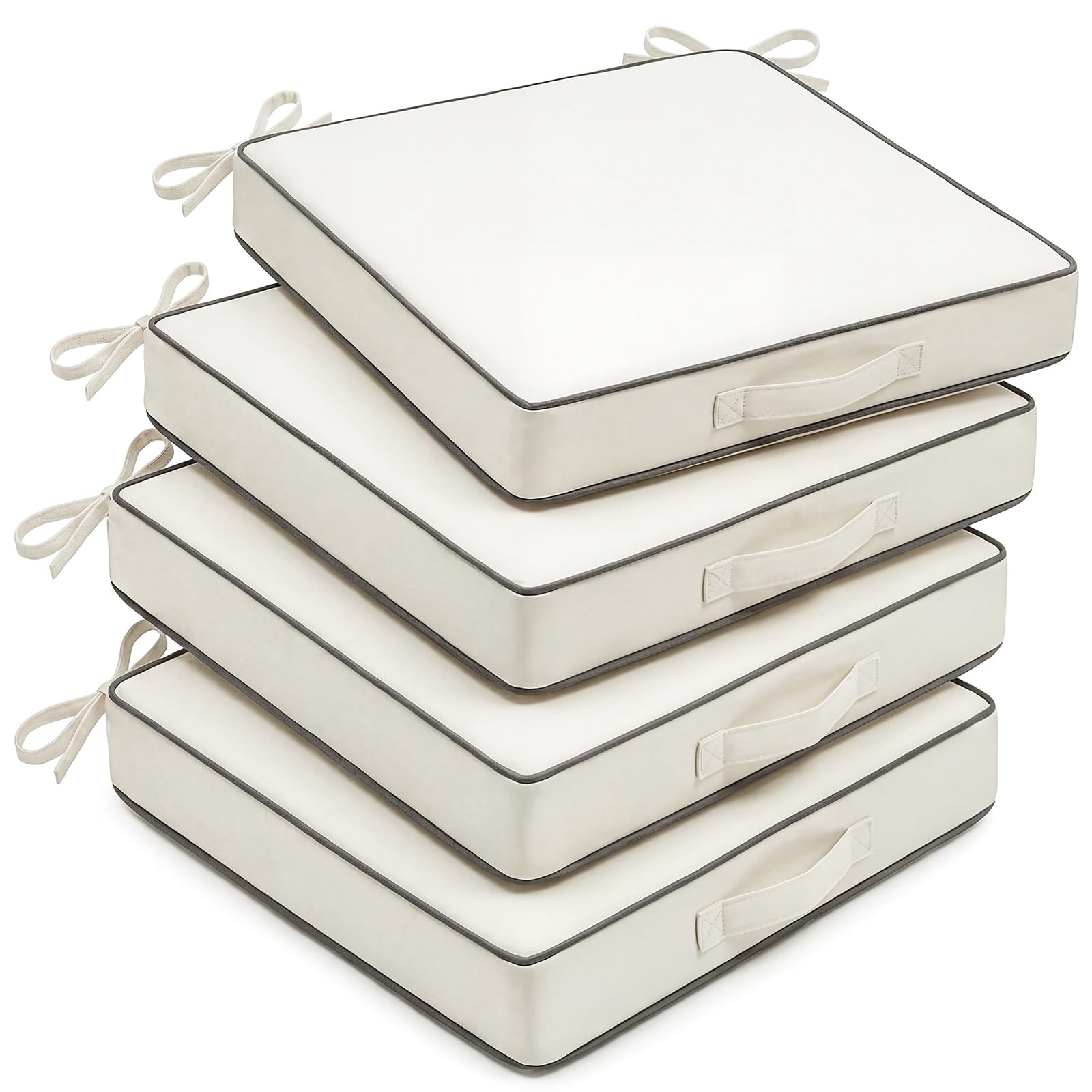 AS AWESLING 4 Pack Heavy Duty Square Chair Cushions for Garden, Patio, Indoor - Oxford Wipe Clean Cover, High Density Foam Filling (CREAM, 48cm x 48cm) — image 1