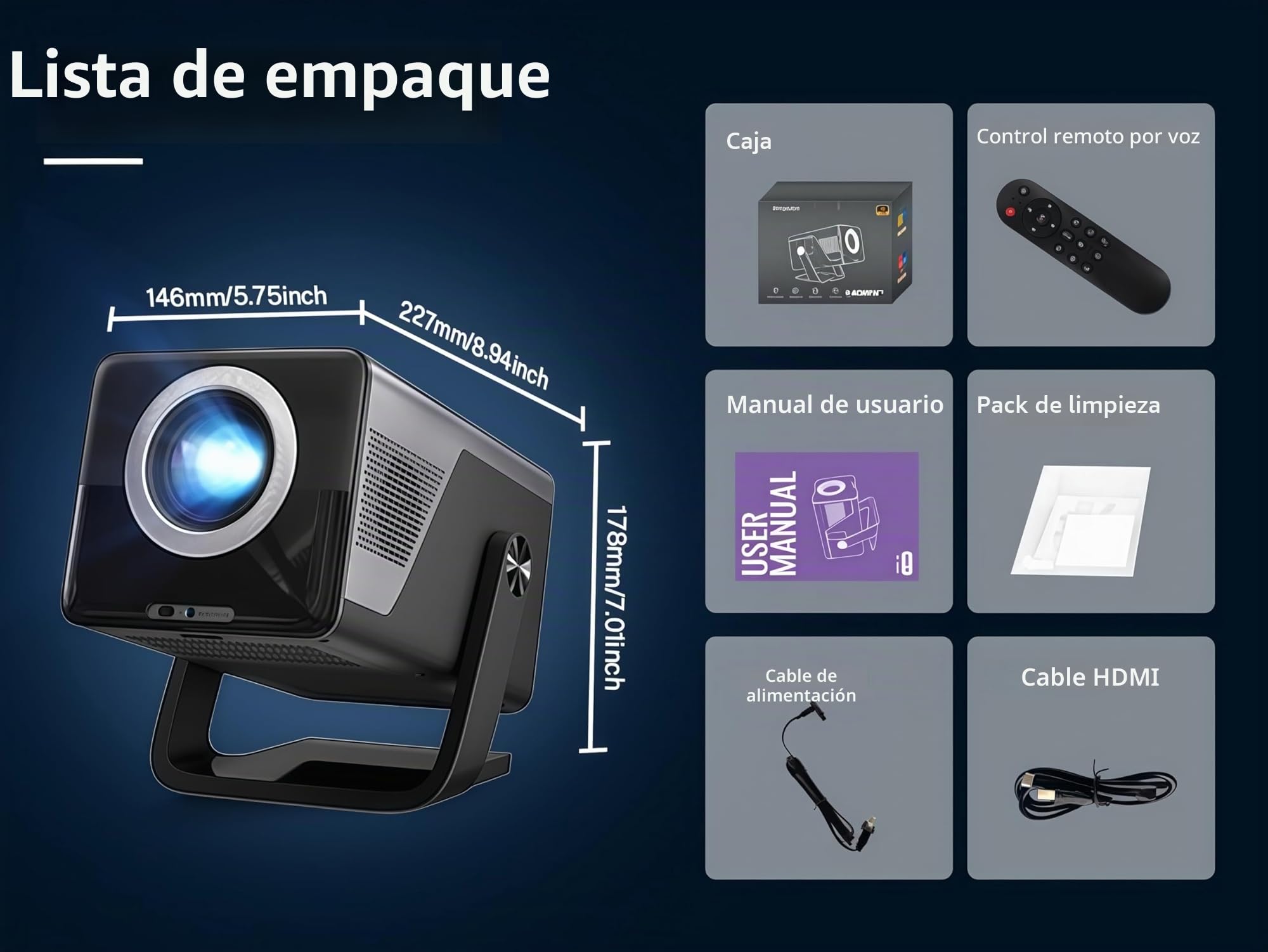 [2000 ANSI] Proyector Inteligente 1080P Nativo - Soporte 4K, Android 14 | Proyector Portátil, Calibración Visual IA, Enfoque y Corrección Automáticos, Audio Hi-Res, WiFi 6, Bluetooth 5.4, LYNCAST X7
