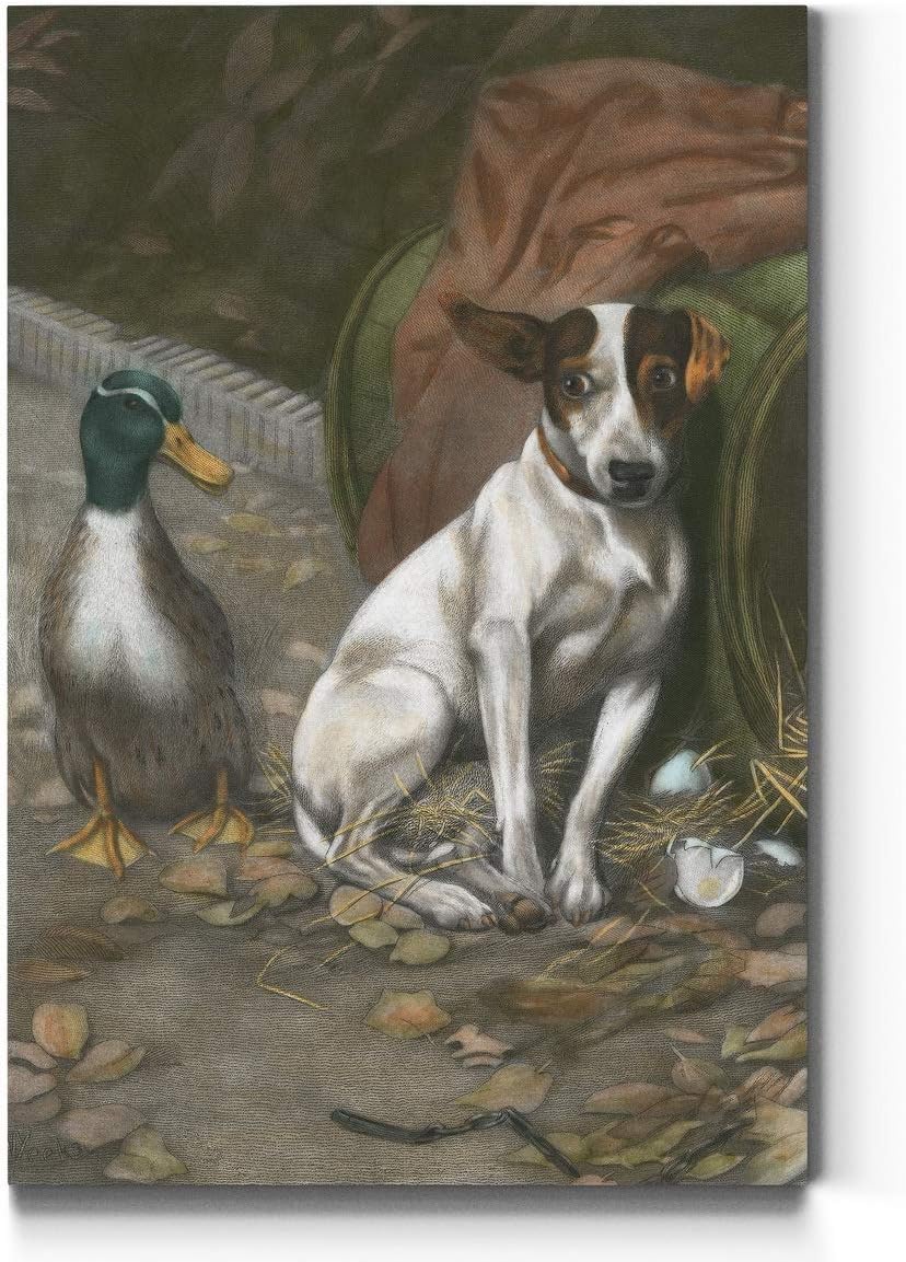 Portrait Style Canvas Wall Art: Animals, Show Dogs, Fish, Stables, Saddles, Horses, Sketches & Modern Abstract for Home & Office, Ready to Hang - Guilty Conscience 12X18