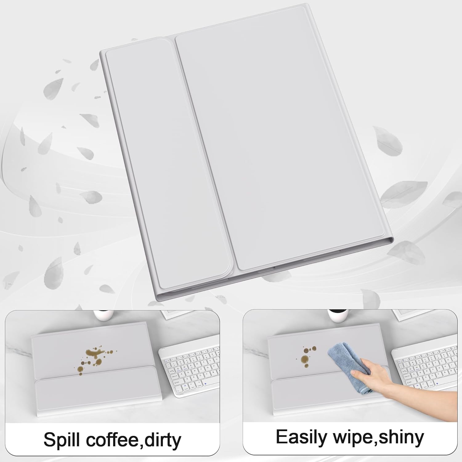 Case for iPad Air 8th/7th/6th 11-inch M4/M3/M2 (2026/2025/2024), iPad Air 5th 4th Gen 10.9 inch with Keyboard 2022 2020, Detachable Wireless Keyboard Cover with Pencil Holder, Gray