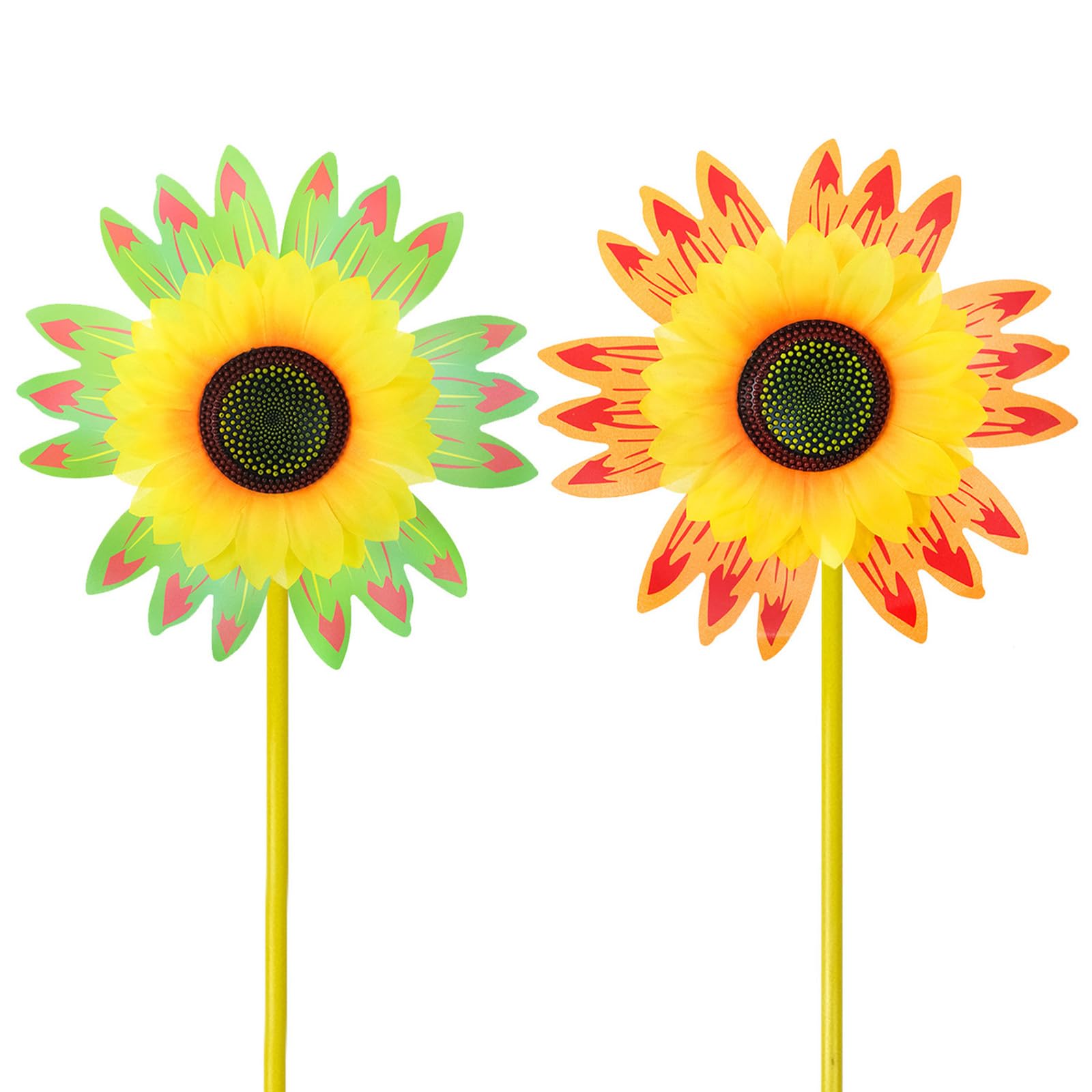 2 girandola a vento a forma di fiore, campanella a vento, girasole, scivolo, 25 cm, mulino a vento, girandole a vento, per proteggere giardino, cortile, balcone, decorazione da giardino