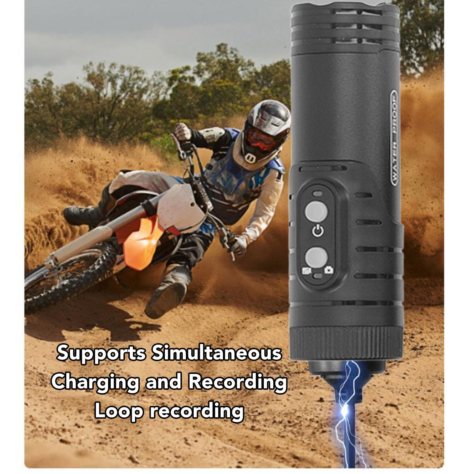 Kamera Motocyklowa 1080P HD 12 MP, Wodoodporna Bezprzewodowa Kamera Sportowa Rowerowa WIFI IP66, Długi Czas Pracy Baterii, Jednoczesne ładowanie i Nagrywanie z Nagrywaniem w Pętli