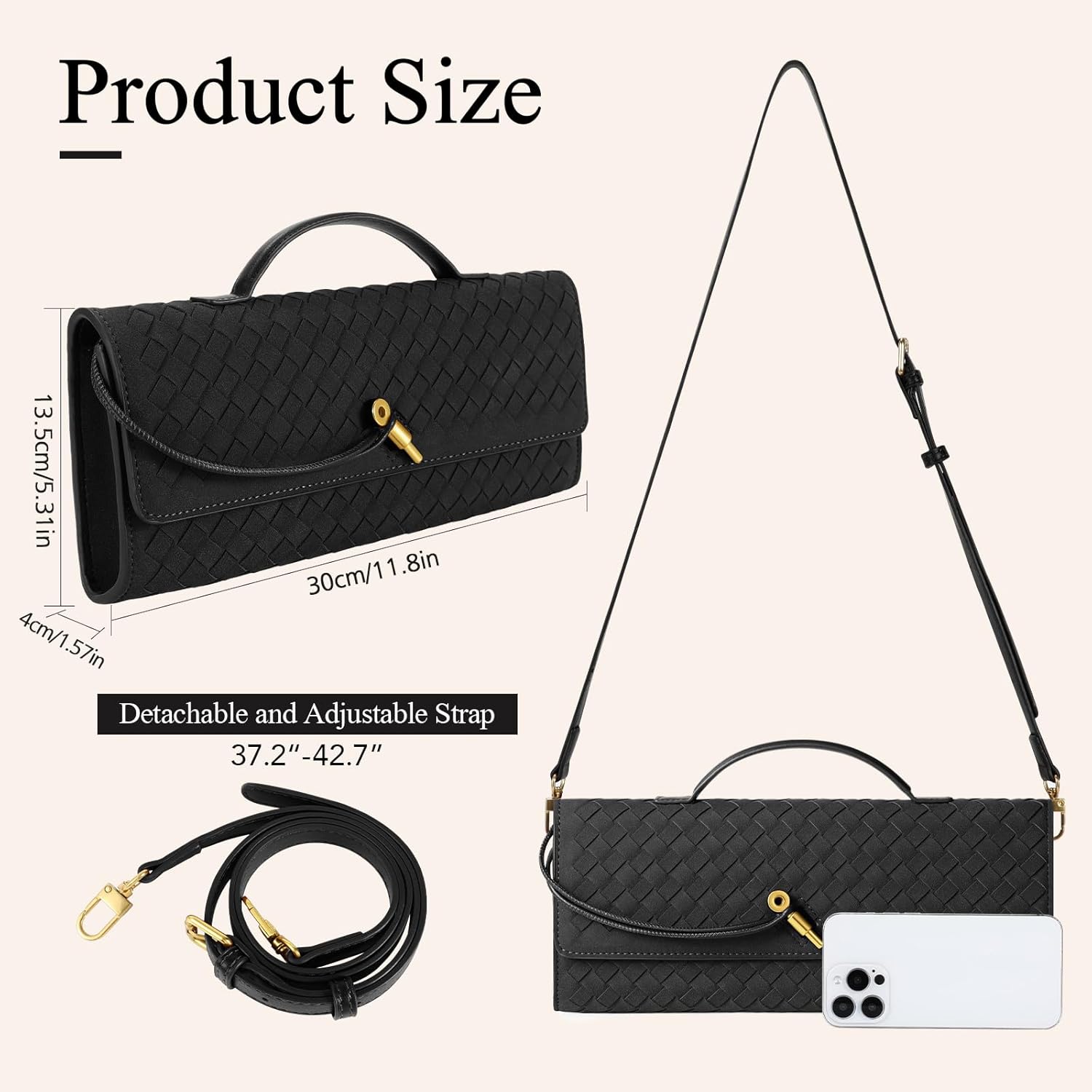 XquiziFit Clutch Purses for Women Woven Handbag Leather Evening Shoulder Bags Ladies Crossbody Bag Satchels - Image 6