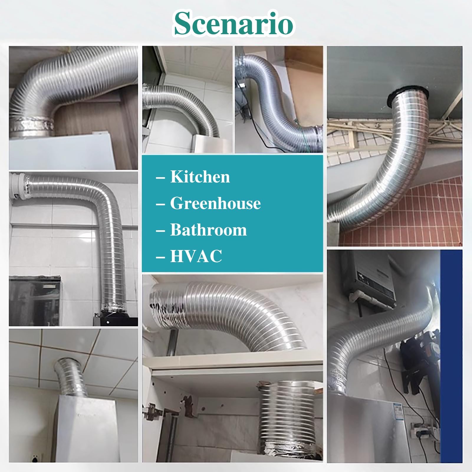 Tubo Flexible Manguera de Ventilación para Secadora de Espacio Reducido con Cinta y Abrazadera, Manguera de Ventilación para Secadora de Conductos de Aluminio Flexible de 10 Pies, Escape de HVAC(90mm(