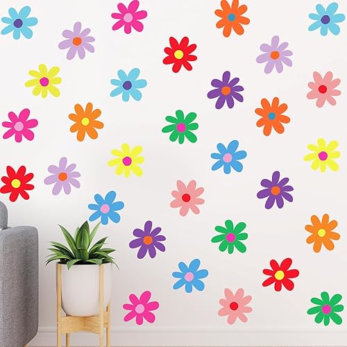 Miniatura 8 de BBTO Calcomanías de pared de margaritas de vinilo con flores, calcomanías florales de margaritas, calcomanías de margaritas para niños, guardería,