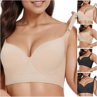 Shapedly Bra, Shapedly Back Smoothing Push-Up Bra, 7-Breasted Fashion Deep Cup Bra, No Wire Push Up Bra